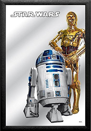 Star Wars R2D2 - C3PO - 30x20 cm bedruckter Spiegel im Kunststoff Rahmen