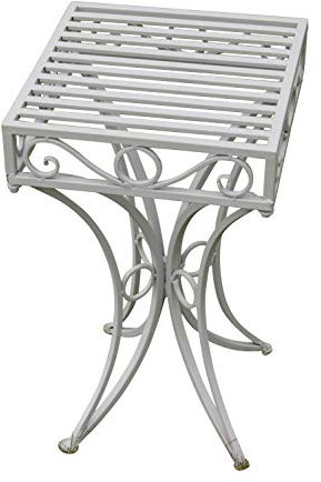 Olive Grove Versailles Metal Garden side Table or Plant Stand in Sage Green Finish