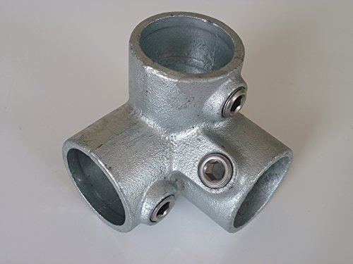 B&T Metall Raccordo a tre vie T128, Ø 48,3 mm (1 1/2), in ghisa malleabile, termicamente zincata, con viti di regolazione incluse