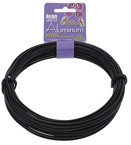 BeadSmith WCR-4103 11.8m Aluminum Craft Wire, Black, (12 gauge/39ft)