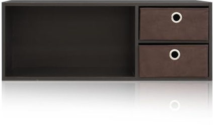 Furinno Dario Wall-mounted Storage or Desk Hutch with 2 Bin Drawers, Espresso/Brown