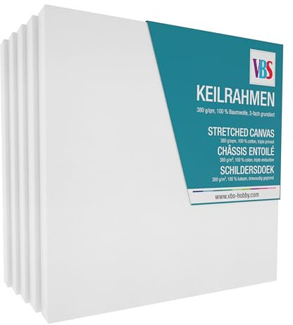 5 Keilrahmen 20 x 20 cm Künstlerbedarf zum Malen Leinwand auf Keilrahmen