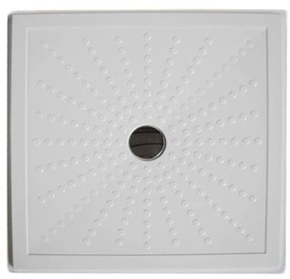 Piatto doccia filo pavimento in vetro resina con piletta 90x90cm