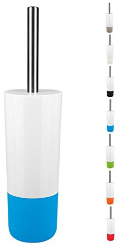 Spirella WC Bürste Klobürste Toilettenbürste hochwertig „Moji“ mit hygienischem Behälter Weiß/Blau
