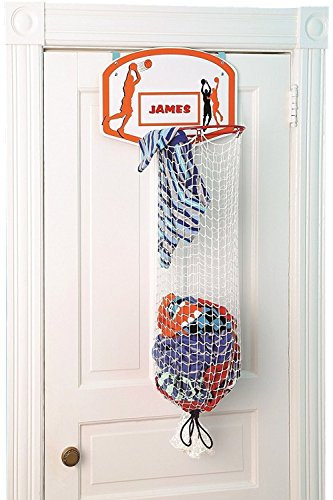Etna Over the Door Basketball Laundry Hamper - Space Saving Hanging Hamper with Metal Ring, Backboard, Drawstring Bag - Fun Laundry Solution for Kids Room, Dorm Rooms, Dunk Away Dirty Laundry