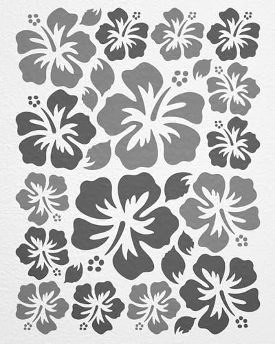 WANDfee Wandtattoo Hibiskus Blumen Hibiskusblüten FARBWUNSCH grau dunkelgrau Wandsticker Wandaufkleber Fliesenaufkleber