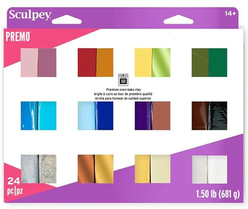Sculpey Premo 24 Color Sampler of Polymer Oven-Bake Clay, Non Toxic 1.5 lbs., Great for Jewelry Making, Holiday, DIY, Mixed Media and More. Premium Clay Great for clayers and Artists.
