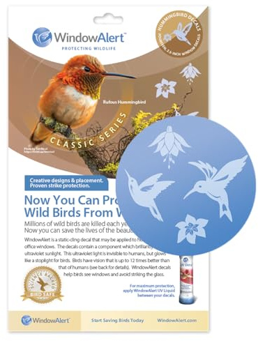 WindowAlert Hummingbird Anti-Collision Window Decals, UV Reflective Glass