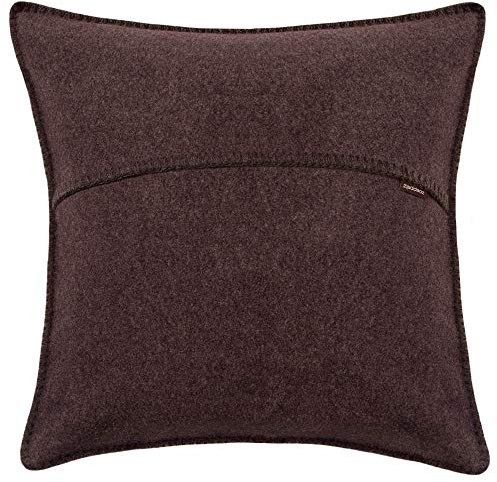 Soft-Fleece-Kissenbezug – Polarfleece mit Häkelstich – weiche, hochwertige Sofa-Kissenhülle – 50x50 cm – 880 dark brown – von ’zoeppritz since 1828’