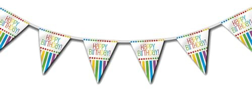 Unique Party - 47118 - Guirlande d'Anniversaire de Fanions - Happy Birthday - Fête Arc-en-Ciel - 3,6 m