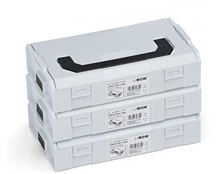L-BOXX Mini Werkzeugkoffer 3er Set – Lichtgrau Deckel opak | Kompakte Sortierboxen für Kleinteile | Stapelbar, lebensmittelecht | Für Sortimo & Bosch L-BOXX System geeignet