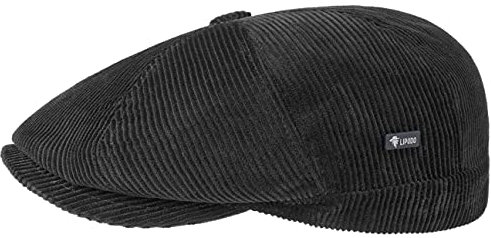 Lipodo 8 Panel Cord Flatcap Herren - Flat Cap aus Baumwolle - Schiebermütze Made in Italy - Unifarbene Schirmmütze - Herbst/Winter - Regular-Fit-Style - Gefütterte Wintermütze schwarz L (58-59 cm)