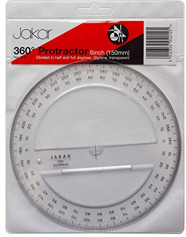Jakar Quality Protractor 360- Degree 150mm Transparent Clear School Maths 2104