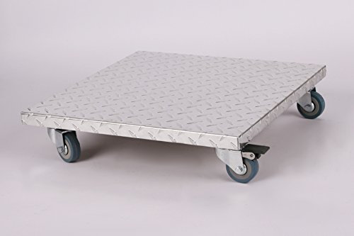 Möbelroller/Pflanzenroller (Profi) 40x40 cm, ALU, 150kg, PU-Rolle + Bremse, Marke: Szagato, Made in Germany (Design-Pflanzenroller Transportroller Rollbrett)