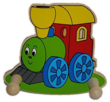 alles-meine.de GmbH Garderobe für Kinder - mit 2 Kleiderhaken - Eisenbahn/Zug - aus Holz - Holzgarderobe/Kindergarderobe - Garderobenhaken - Mädchen & Jungen - Kinderzimmer -..