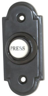 House of Brass Black Stepped Shaped Bell Push with China Press