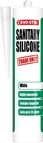 EVO-STIK Sanitary Silicone Sealant, For Kitchens and Bathrooms, Waterproof + Mould Resistant, Colour: White