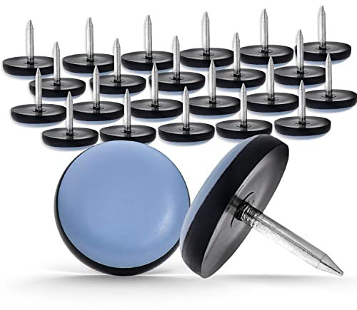GLEITGUT 24 x Teflongleiter mit Nagel 19 mm PTFE Möbelgleiter 4 mm stark Stuhlgleiter rund