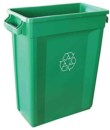 Chabrias Ltd 60 Litre Slim Bin Recycling Container, Space Saving Design, Rectangular for Home, Office, Kitchen – Commercial Product Vented Slim Waste Receptacle Bin (1, Green)