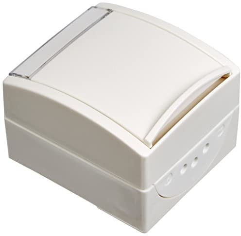 Busch-Jaeger 20 EWN-54 SCHUKO® Steckdose mit Klappdeckel und Beschriftungsfeld (Thermoplast) Alpinweiß ocean® (IP 44) 2CKA002083A0831