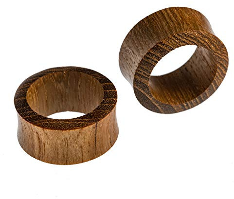 CHICNET Flesh Tunnels Holz Holztunnels Plugs Ohrring Flesh Tunnel Männer Frauen Double Flared aus Teakholz braun Plug 2-4 mm 6mm 8mm 10mm 12 mm 14mm 16mm 18mm 20mm 22mm 25mm