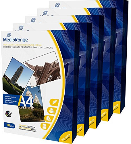 MediaRange MRINK107 DIN A4 Fotopapier für Tintenstrahldrucker - hochglänzend - 135g - 5 x 100 Blatt