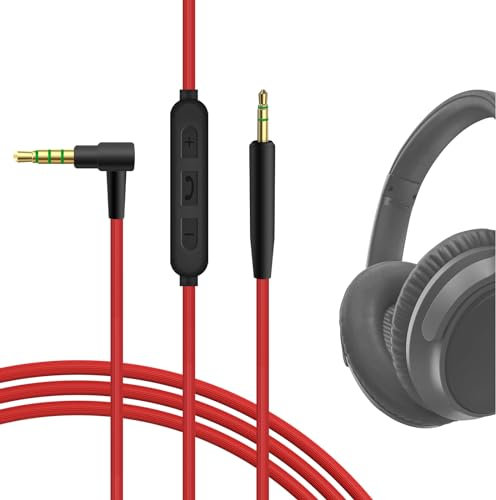 Geekria cavo audio per Bose Soundtrue, Soundtrue around-ear II, QC25, QC35 ricambio per cuffie cavo/cavo audio con microfono e controllo del volume, compatibile con iOS, Android (Rosso/120CM)