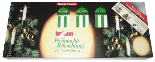 hellum Lichterkette Weihnachtsbaum, Made in Germany, Christbaumbeleuchtung mit Clip, 20 Lichter, beleuchtete Länge 13,3 m, warmweiß, Schaft weiß, für Innen, teilbarer Stecker, kein LED <59lm 812015