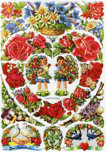 Glanzbild EF 7023 Blumen Herz