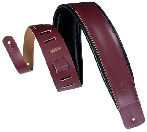 Levy's DM1PD-BRG 3-Zoll-Gitarrengurte aus Leder - Burgund