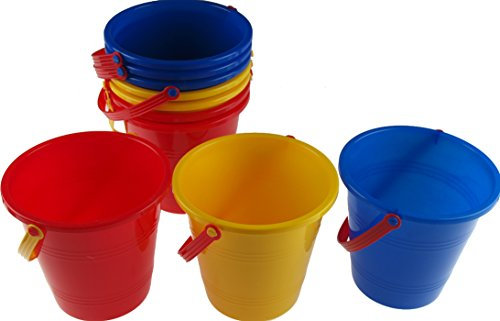 Set Of 10 Mixed Colour Small Beach Buckets