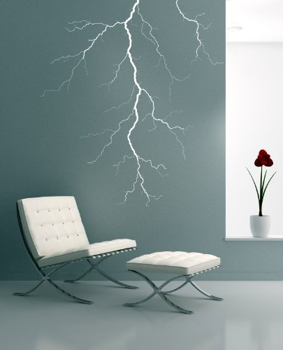 PrimeStick Wandtattoo Wandaufkleber Blitz Gewitter #95B Weiss 100cm x 115cm