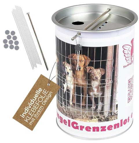 HMF 4610007 Spendendose 10,0 cm Ø, 14,5 cm hoch ohne Griff, individuelle Klebefolie