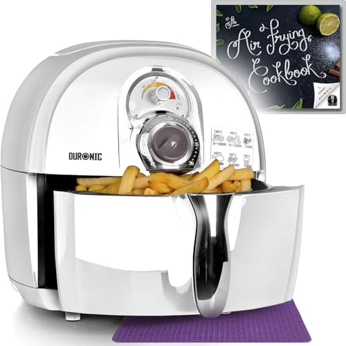 Duronic Air Fryer AF1 /W WHITE | Oil-Free & Low-Fat Healthy Cooking | Mini Oven | 1500W | 4.5L | Timer Function|Adjustable Temperature | Fry Chips, Chicken, Tasty Nutritious Meals | Free Recipe Book