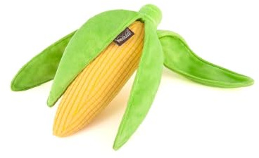 P.L.A.Y. Farm Fresh Corn Plush Dog Toy – Durable Handmade Soft Toy for Dogs & Cats, Double-Layered, Eco-Friendly Fill from Recycled Bottles, Machine Washable