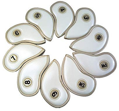 HISTAR 10Pcs Golf Gold Edge Iron Covers PU Leather Headcovers Protectors For Mizuno Titleist Ping Taylormade