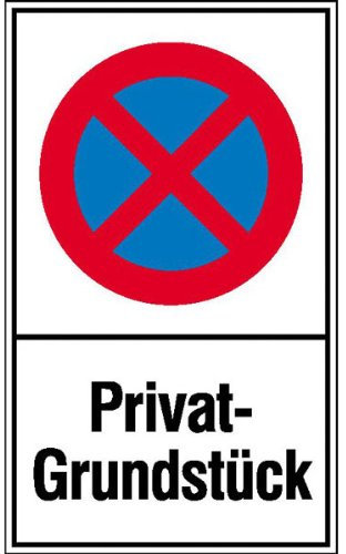 Betriebsausstattung24 Halteverbotsschild Privat- Grundstück und Symbol - Aluminium, geprägt - 40,0 x 60,0 cm - Text und Symbol Schild