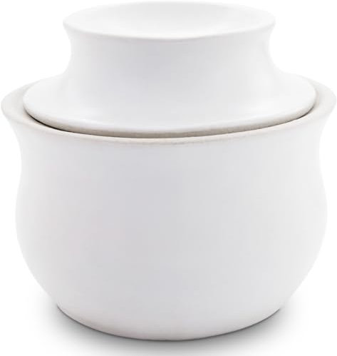 Bunzlauer Keramik Original K & K- Antigua mantequera Brillante marrón Moteado – 250 g Mantequilla de Almacenamiento, sin Ventilador