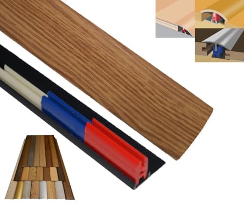 Medium OakLaminate Door Threshold Adjustable Height/Pivots 50mm x 90cm Easyclip