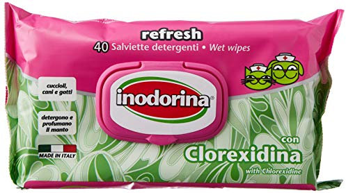 Inodorina Pet100106 Wipes Actualiser la chlorhexidine, 40 unités