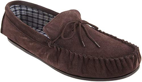 Mens Real Suede Leather Moccasins with Hard Wearing PVC Sole