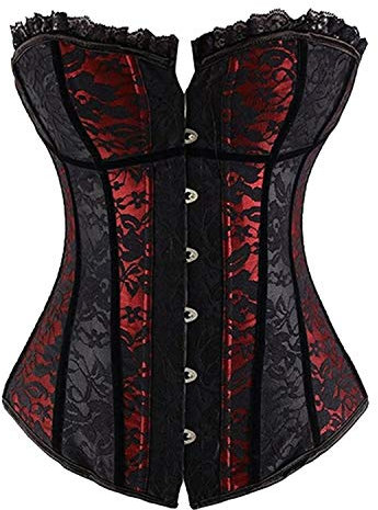 BYD da Donna Corsetto Bustino Rosso e Nero Colore Misto Shapewear Modellante Cincher Slim Sexy Body Shaper Respirabile Elastico in vita Pizzo Corsetti Gonna Del Pizzo