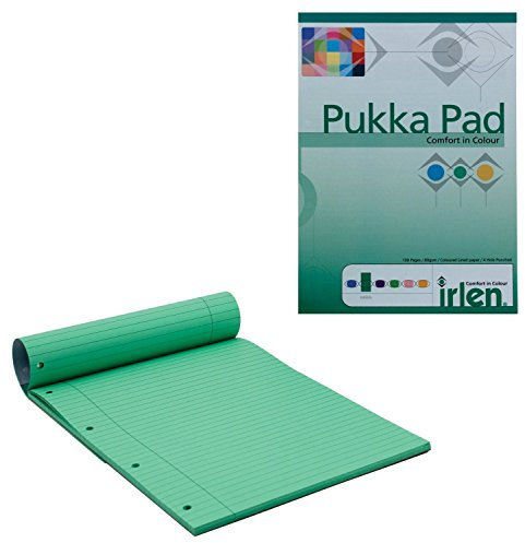 Pukka Schreibblock bei Schreibschwäche / Dyslexie, A4, 80 g/m², liniert mit Seitenrand, 50 Blatt / 100 Seiten – FarbeGrün Einzelpackung