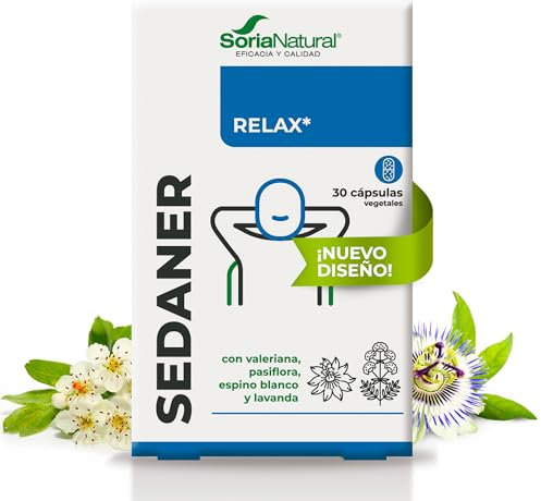 Soria Natural Sedaner - Relajación Profunda y Descanso Mental, Equilibrio Emocional - Valeriana, Pasiflora, Lavanda, Espino Blanco - 30 cápsulas