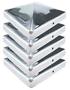 Gartenwelt Riegelsberger Premium Pfostenkappe 121x121 mm aus Edelstahl für Pfosten 12x12 cm Pyramide Zaunkappe Abdeckkappe 5 Stück inkl. Schrauben