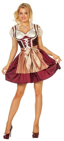 Dirndl Kostüm Damenkostüme Damen Karneval Fasching Weinrot Weiß