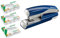 Leitz 5523 Flachheftgerät Stark NeXXt, 40 Blatt mit je 1.000 Heftklammern 24/6 24/8 und 26/6 (blau, mit Klammern 24/6 24/8 26/6)