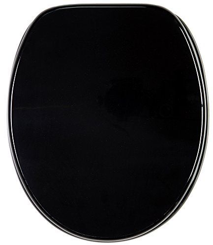 Sanilo Abattant WC, Grande sélection de lunettes de toilette, Finition de haute qualité, Charnières robustes, Fixation facile (Noir)