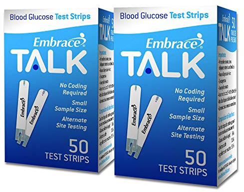 Omnis Health Embrace Blood Glucose Test Strips 100ct | Compatible with Embrace Talk Meters and No Code Meters