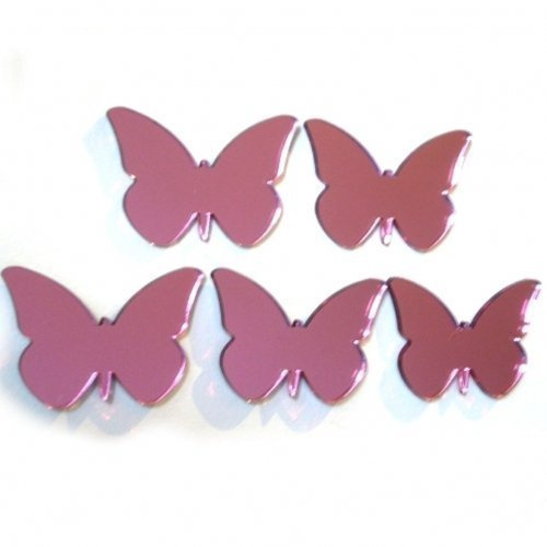 Pink Butterfly Mirrors, Big Wings, Pack of Ten 4cm x 2cm | Pack of 10, Pink butterfly design, Big wings, 4cm x 2cm each